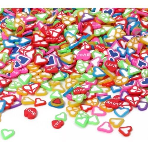 20 Grams Polymer Clay Love Heart Slices Slime Soft Pottery For Nail Supplies Phone Accessories Decoration DIY Charms Child Toys
