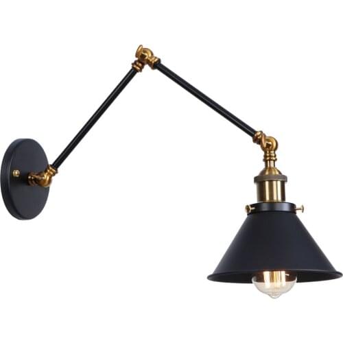 IWHD Antique Swing Long Arm Wall Lamp LED Bedroom Iron Metal Loft Style Industrial Retro Wall Lights Vintage Sconce Edison