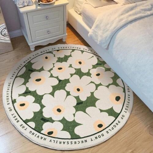Bedroom Mat Flower Pattern Durable Polyester Water Absorption Non Skid Bedroom Mat for Living Room Floor Carpets