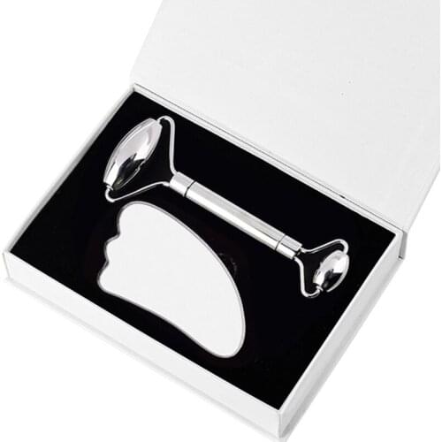 Stainless Steel Facial Massager Roller Gua sha Set Tool Body Slimming Wrinkle Removal Guasha Scraping Face Roller Massager