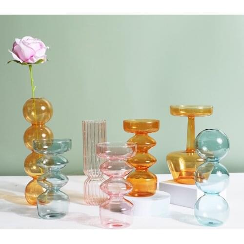 New Nordic Glass Vase Home Small Hydroponic Plant Glass Bottle Living Room Decor Dried Flower Decoration Transparent Flower Vase
