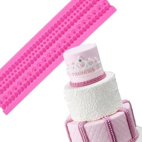 Hemp Rope Pearl Fondant Cake Decorating Tools Wedding Cake Border Silicone Mold Sugar Paste Candy Chocolate Molds T1179