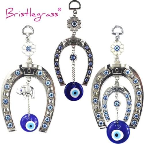 BRISTLEGRASS Turkish Blue Evil Eye Horseshoe Elephant Amulet Lucky Charm Wall Hanging Pendant Pendulum Blessing Protection Decor