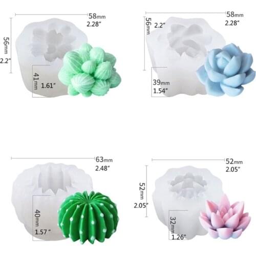 Q0KE 4 Pcs/Set Succulents Cactus Epoxy Resin Mold DIY Home Decorations Silicone Mould