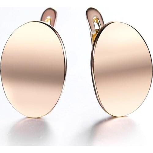 585 Rose Gold Stud Earrings Smooth Round Drop Earrings for Women Girls Fashion Earrings Party Wedding Jewelry Gifts DGE307
