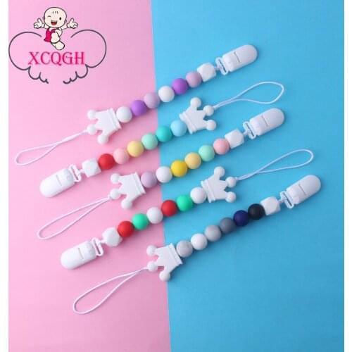 XCQGH Food Grade Silicone Baby Pacifier Chain Rubber Anti-lost Pacifier Chain Holder For Nipples Baby Chew Toys Teether Bracelet
