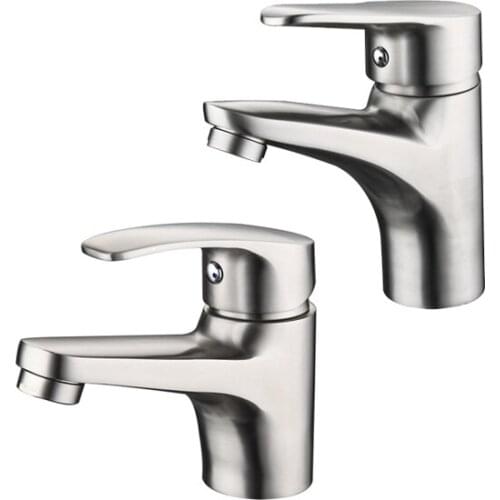 Classic Style Basin Faucet Stainless Steel Bathroom Sink Tap Wash Basin Tap Brushed Cold Hot Water Mixer Tap Crane Deck Mounted