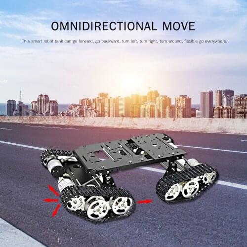Smart Car Robot Car Platform 4WD Robot Tank Chassis Kit Shock Absorbing Robotic DIY Metal Tank Chassis Work Kit STEM Education
