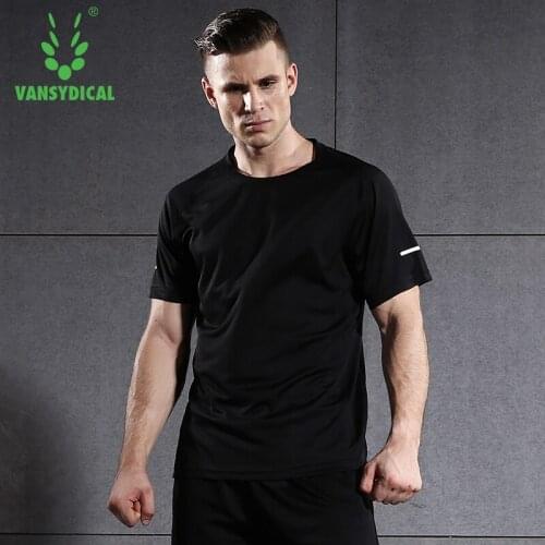 Men Running Shirt Sportswear Gym Fitness Workout Exercise T-shirt Summer Tops Vansydical