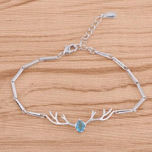 Prettyia Chic Deer Antler Shaped Bracelet Crystal Charm Bangle Bamboo Joint