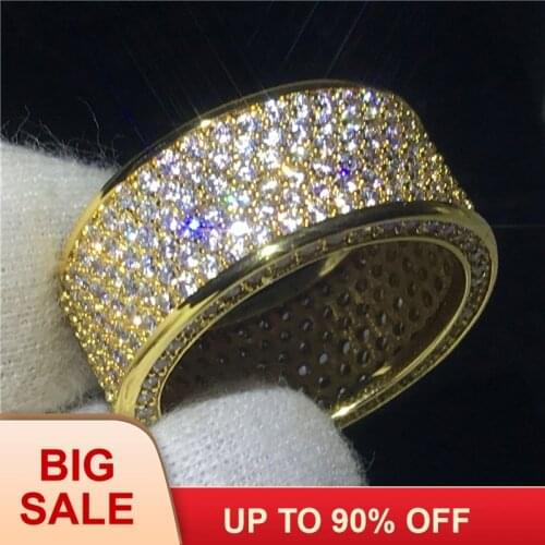 Handmade Women ring Pave Setting 320pcs AAAAA Cz Yellow Gold Filled Engagement wedding band ring for women Bridal Finger Jewelry