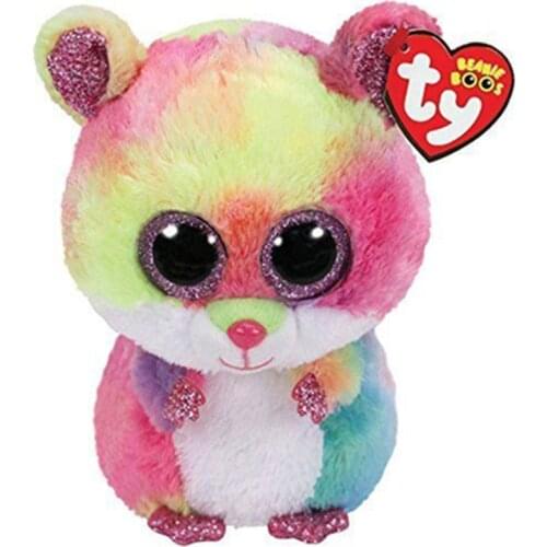 15CM Ty Beanie Glitter Big Eyes Rodney the Color Hamster Cute Soft Stuffed Plush Animal Doll Kids Toys Birthday Gifts