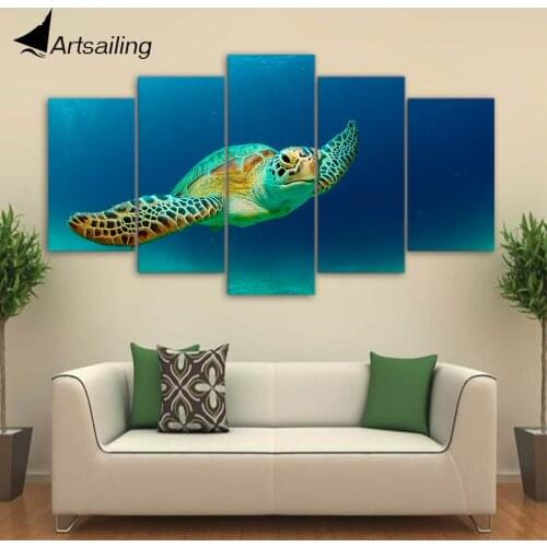 HD printed 5 piece wall art Canvas Painting turtle ocean animal Artwork living room decor large canvas free shipping ny-6524