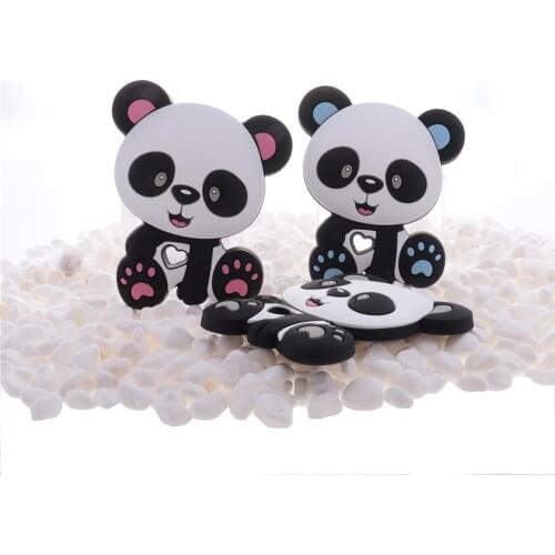 5pcs Silicone Panda Baby Teether BPA Free Infant Teething Pacifier Chain Accessories Dentition Food Grade Pendant Animal Toys