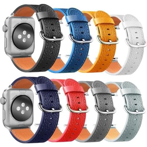 8 Color Litchi Leather Watch Strap for Apple Watch 42mm 38mm for iWatch 4/5 40mm 44mm Watchband for Apple watch Series 1&2&3&4&5