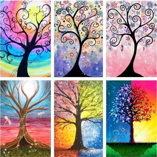 New 5D DIY Diamond Painting Four Season Tree Embroidery Rhinestone Cross Stitch Gift Home Office DecorKids Adult Factory Direct