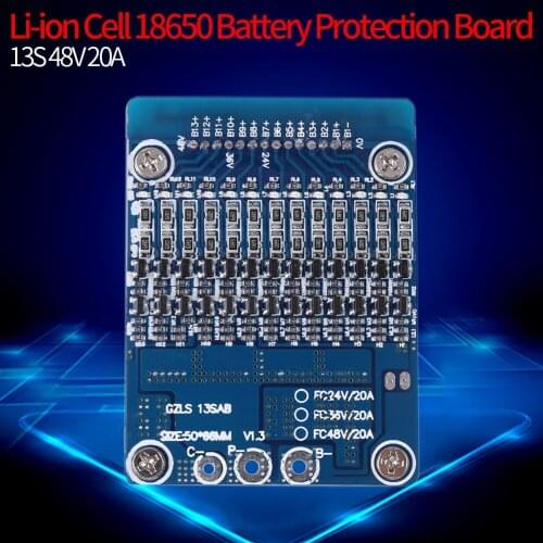 ANENG 13S 48V 20A Li-Ion Lithium Cell Battery Protection BMS/PCM Board Protection With Balance For 13S Battery Protection