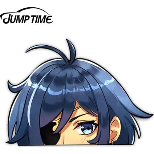 JumpTime 13 x 8.2cm Kaeya Genshin Impact Peeker Car Stickers Fashion DIY Waterproof Windows Vinyl Material Decal Decoration