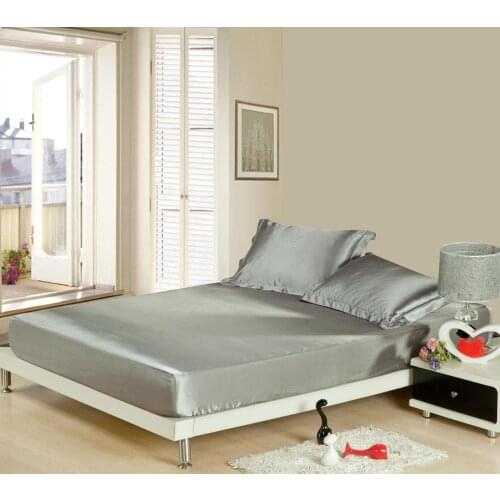 One Piece Silk Fitted Bed Sheet Solid Color Smooth for Summer 1.2m 1.5m 1.8m Home Bedding Bed Spread No Slipping #440