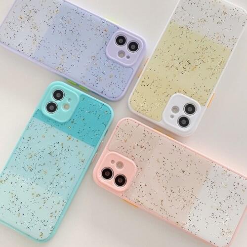 Korean fashion sweet girls Gold Glitter art Phone Case For iPhone 11 12 Pro Max Xs Max XR XS 7 8 Plus 7Plus case Cute Soft Cover