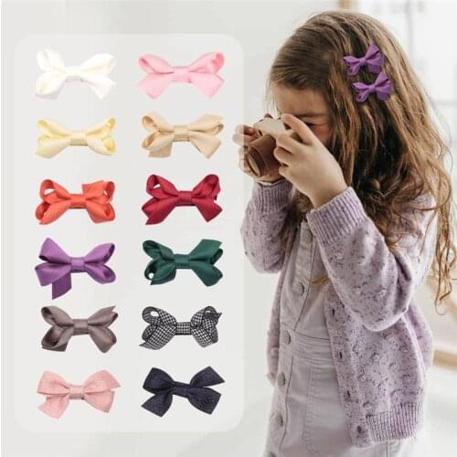 Kids Sides Accessories Alligator Clips Girls Ribbon 13 Colors Handmade Bow Hair Clip