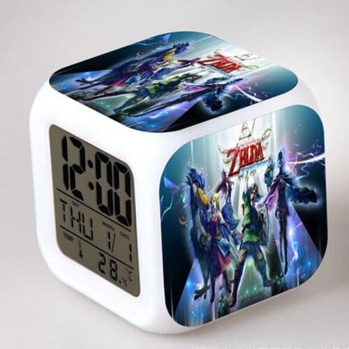Figura Zelda Game Figurine LED Alarm Clock Color Touch light Link Zelda Model PVC Action Figure Kids Toy
