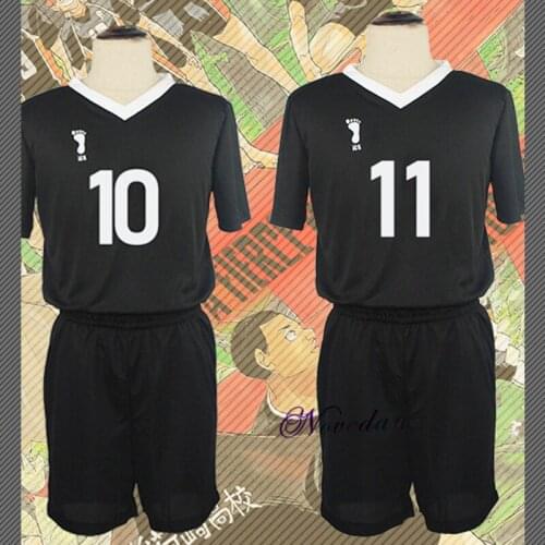 Anime Haikyuu High School Cosplay Costume Two Piece Set V-Neck T-shirt + Pant Shoyo Hinata Volleyball Sports Harajuku Clothes