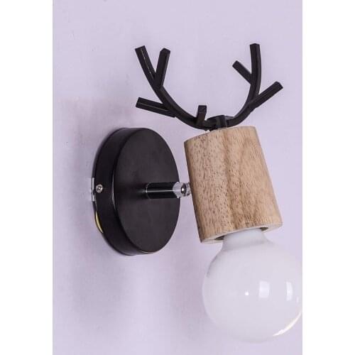 Loft Industrial Wrought Iron Wall Lamp, Wood Wall Sconce Corridor Bedroom Bedside Living Dining Room Clothing Store Wall Light