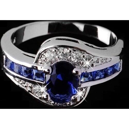 Exquisite 925 Sterling Silver Natural Sapphire Gemstones Opal Birthstone Bride Princess Wedding Engagement Strange Ring