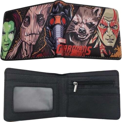 Disney Marvel Galaxy Guards Wallet Xiaoshuren Groot Short Two-fold Coin Purse Wallet Personalized Student Wallet
