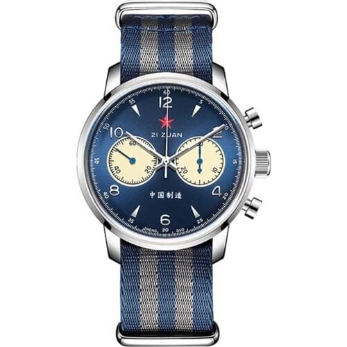 Red Star New 1963 Chronograph Retro Mens Large Dial Seagull Movement Pilot Watch Mechanical Strap Gooseneck Business Male Clock