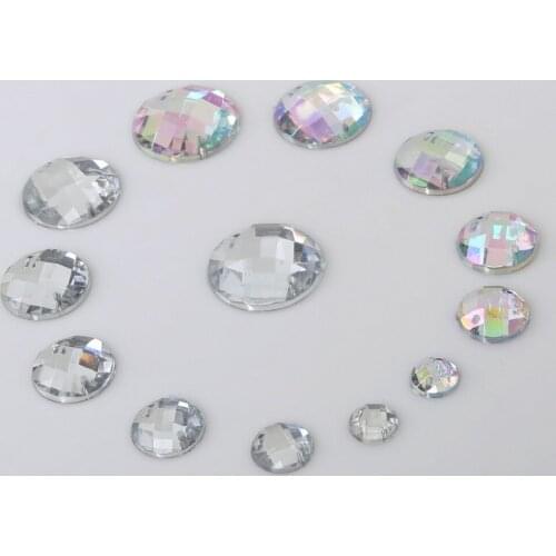 8-20mm 20-100pcs Flatback Rhinestones Round Acrylic Beads For Clothes Shoes Arts Crafts Sewing Apparel Fabric Rhinestones DIY