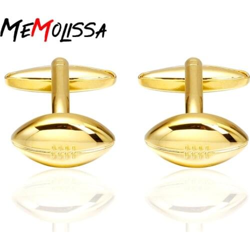 MeMolissa Mens Jewellry Plain Cuff Links Gold Color Oval Design High Quality Copper Material CuffLinks wholesale and retail