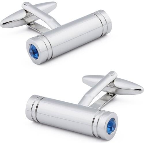 Cylinder Pattern Metal Cufflinks Crystal Fashion Jewelry Mens Shirt Button Accessories