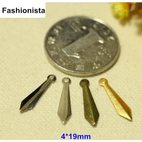 Fashionista 100 pcs Metal Alloy Sword Shape Jewelry Charms,4*19mm,Gold-color,Bronze Color,Silver-color,DIY Jewelry Supplies