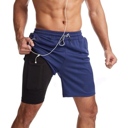 2021 New Mens Sport Shorts 2 in 1 Running Short Men Double-deck Training Gym Shorts Fitness Jogging Short Pants Male Sportswear