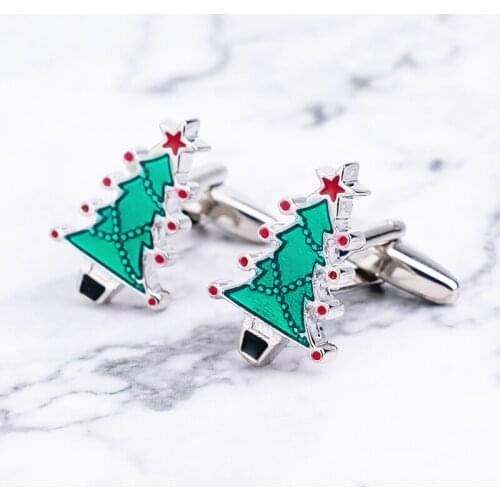 Fashion Christmas Tree Cufflinks For Men High Quality Enamel Reindeer Santa Socks Cuff Buttons Jewelry Christmas Gift For Shirt