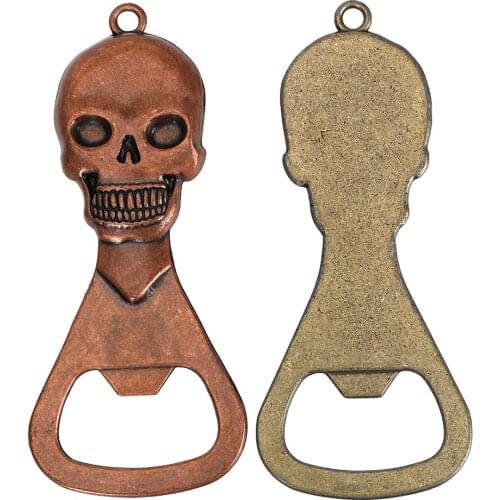 Skull Head Beer Bottle Opener Retro Copper Skeleton Opener Barware Kitchen Accessories Keychain Bar Tool Gadget