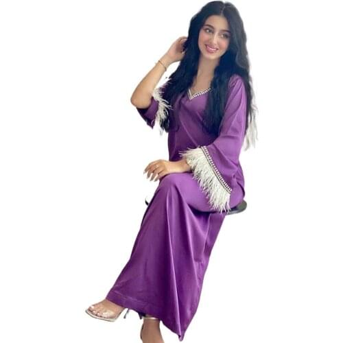 Tassel Feathers Dress Dubai Abayas African Dresses For Women Muslim Fashion Robe Kaftan Indian African Islam Evening Clothing