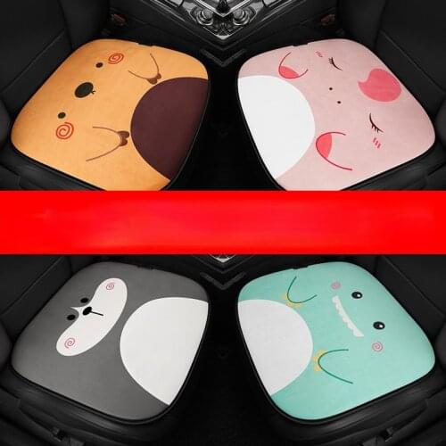 Cartoon Plush Car Cushion Front Seat Heating Warm Cushion for Home Office Seat Cover Sets for Women Cute Car Accessories