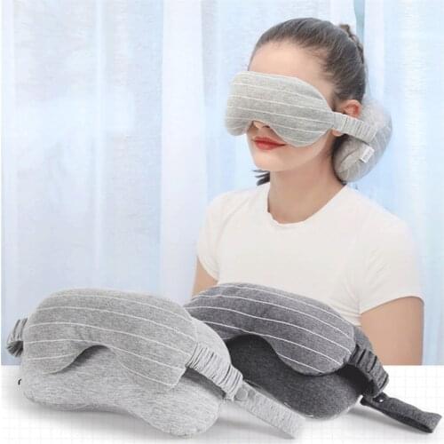 Portable U-shaped Pillow Multi-function 2 in 1 Eye Mask Neck Pillow Airplane Office Napping Pillows Comfortable Home Decor
