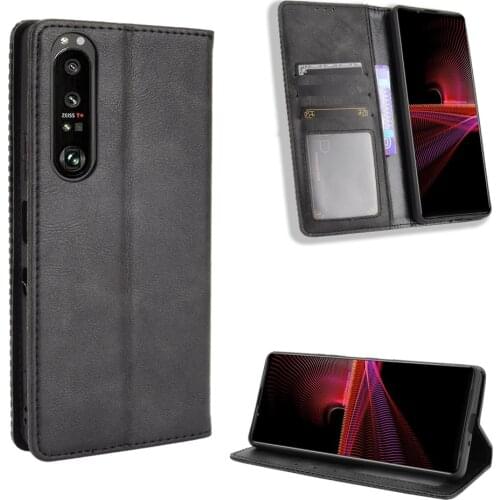 Premium PU Leather Case for Sony Xperia 1 iii Magnet Flip Book Case Cover on For Sony Xperia 1 10 Plus 5 ii 2020 2021 L3 L4