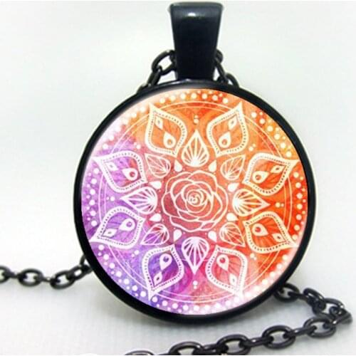 Retro Style Long Chain Om Mandala Necklace Yoga Jewelry Mandala Flower of Life Necklace for Women 2017 Newest
