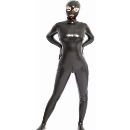 Plus Size Zip Open Crotch Bodysuit PU Latex Catsuit Bodystocking Sexy Increase Sexual Interest Zentai Jumpsuit Babydoll Teddies