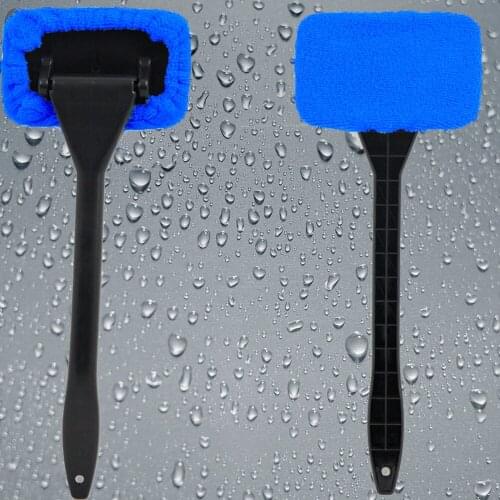Microfiber Car Cleaning Long Handle Auto Window Car Wash Brush Dust Car Care Windshield Shine Towel Handy Washable Car Cleaner