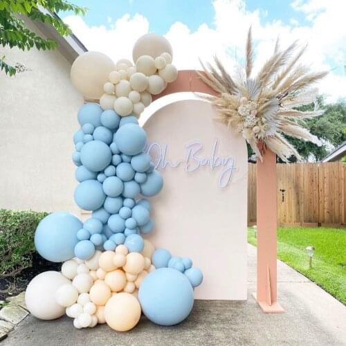 Macaron Blue Balloon Arch Garland Kit Wedding Birthday Party Decoration Beige Latex Balloon Decoration Baby Shower Gender Reveal