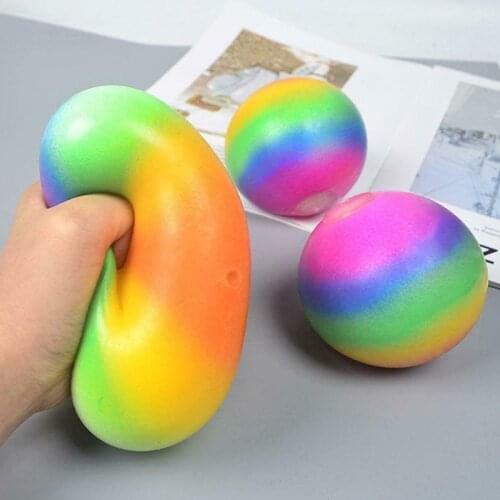 1pc Stress Relief Reliever Rainbow Ball Arthritis Autism Decompression Toy Relieve Tension Squeeze Toys At Will
