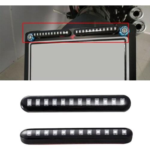 2PCS LED Turn Signals Strip Motorcycle Flowing Water Tail Brake Lights 12 LED 2835SMD License Plate Light Blinker Stop Flicker