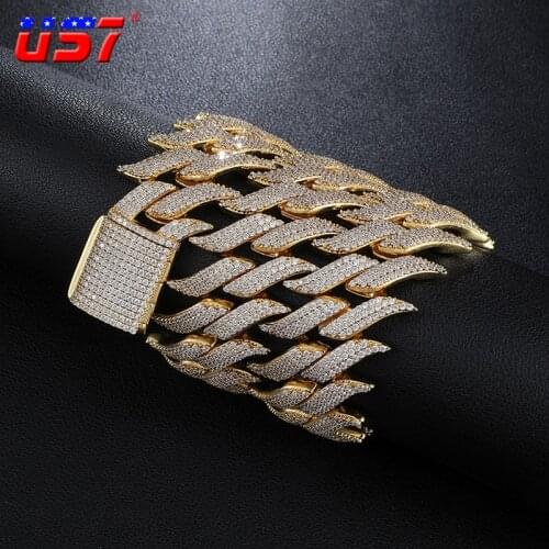 US7 New 29mm Thorns Big Box Buckle Cuban Heavy Bracelet Copper Material Miami Prong Setting AAA+ CZ Stones Hop Hip Jewelry Gifts