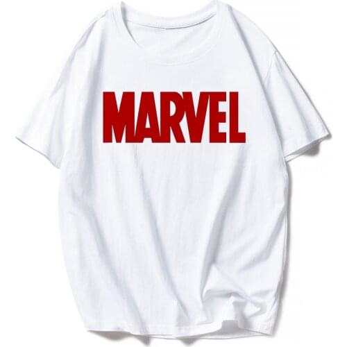 MARVEL Letter Print Tshirt Women Summer Fashion Short Sleeve Round Neck Unisex T shirt Tops White Tee Funny T-shirts Dropship